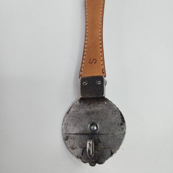 Brighton Vintage Leather Belt 20707 Gold Silver Cameo Accents Size Small USA main image 4
